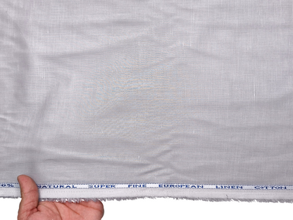 Cotton Linen Blended Premium Shirting Fabric (Light Grey, Plain)