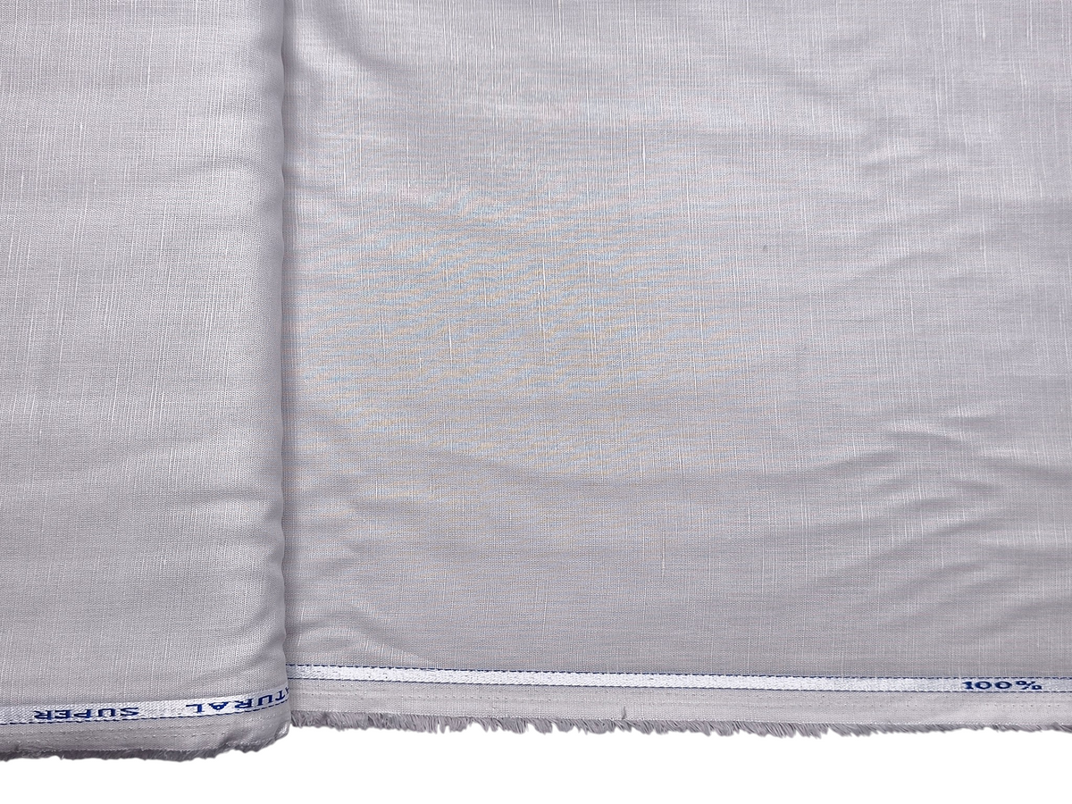 Cotton Linen Blended Premium Shirting Fabric (Light Grey, Plain)