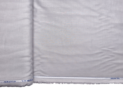 Cotton Linen Blended Premium Shirting Fabric (Light Grey, Plain)