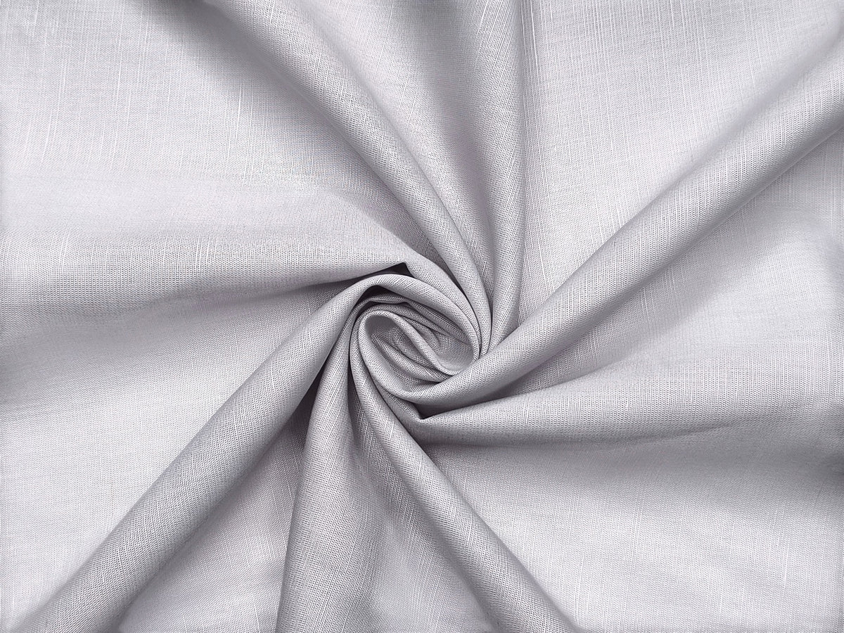 Cotton Linen Blended Premium Shirting Fabric (Light Grey, Plain)
