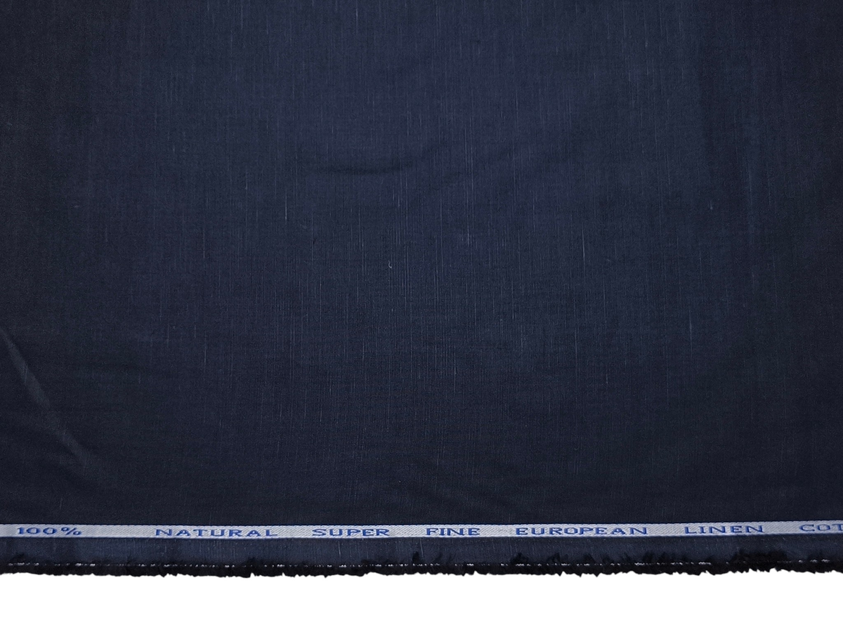 Cotton Linen Blended Premium Shirting Fabric  (Navy Blue, Plain)