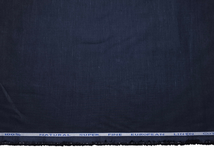 Cotton Linen Blended Premium Shirting Fabric  (Navy Blue, Plain)