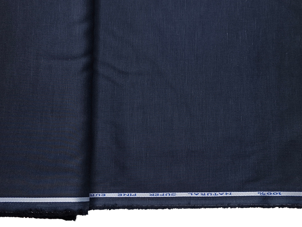 Cotton Linen Blended Premium Shirting Fabric  (Navy Blue, Plain)