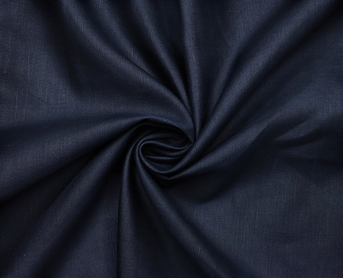 Cotton Linen Blended Premium Shirting Fabric  (Navy Blue, Plain)