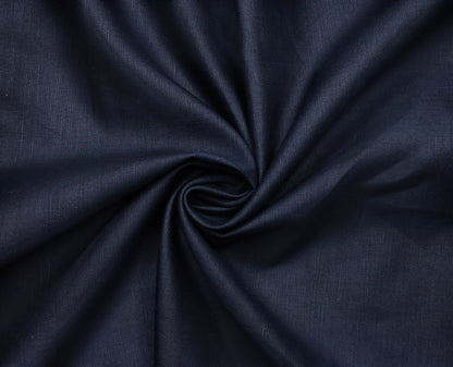 Cotton Linen Blended Premium Shirting Fabric  (Navy Blue, Plain)