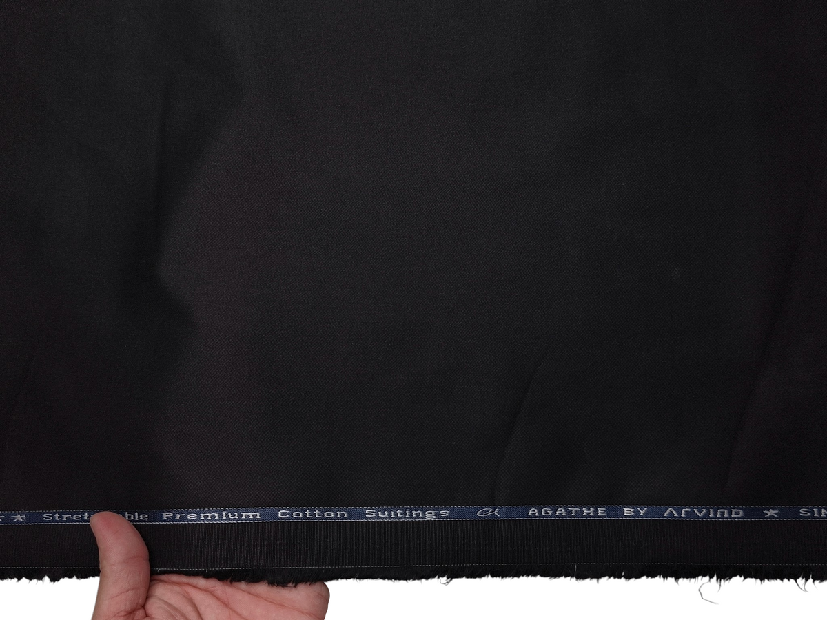 Arvind 100% Cotton Stretched Suiting Fabric (Black , Twill Weave)