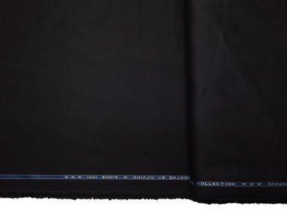 Arvind 100% Cotton Stretched Suiting Fabric (Black , Twill Weave)
