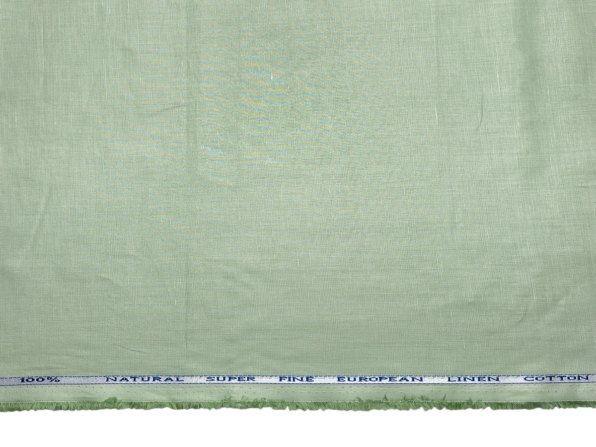 Cotton Linen Blended Premium Shirting Fabric (Light Green, Plain)