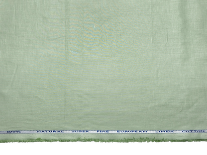 Cotton Linen Blended Premium Shirting Fabric (Light Green, Plain)