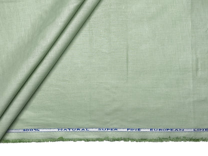 Cotton Linen Blended Premium Shirting Fabric (Light Green, Plain)
