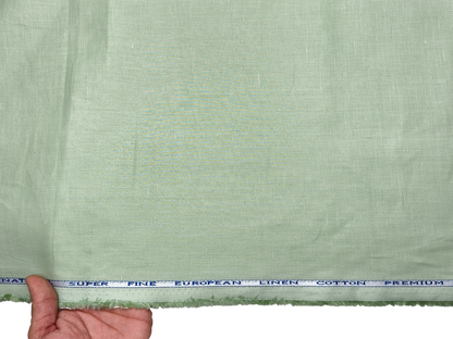 Cotton Linen Blended Premium Shirting Fabric (Light Green, Plain)