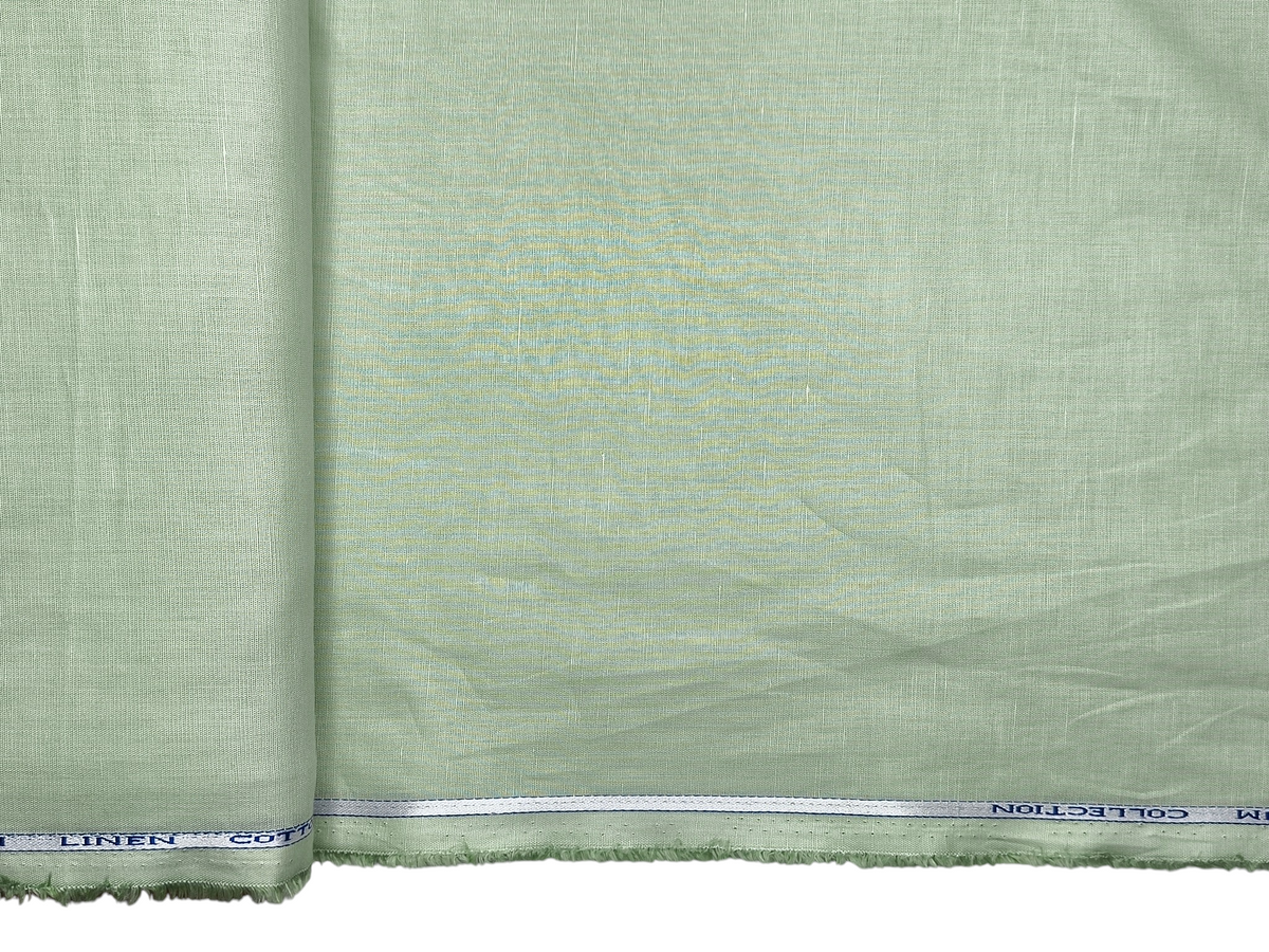 Cotton Linen Blended Premium Shirting Fabric (Light Green, Plain)