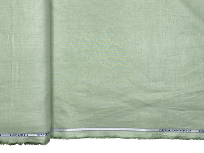 Cotton Linen Blended Premium Shirting Fabric (Light Green, Plain)