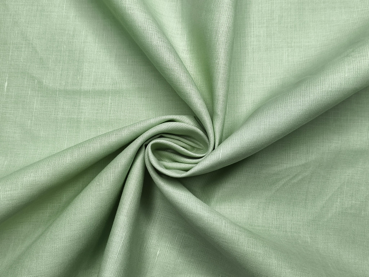 Cotton Linen Blended Premium Shirting Fabric (Light Green, Plain)