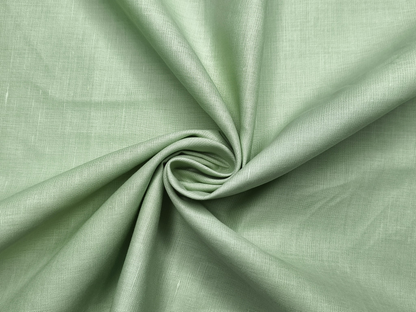 Cotton Linen Blended Premium Shirting Fabric (Light Green, Plain)