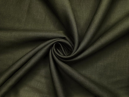 Cotton Linen Blended Premium Shirting Fabric (Dark Olive Green, Plain)