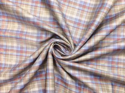 Arvind Goldline Collection 100% Premium Cotton Shirting Fabric (Green, Blue and Rust, Checks)