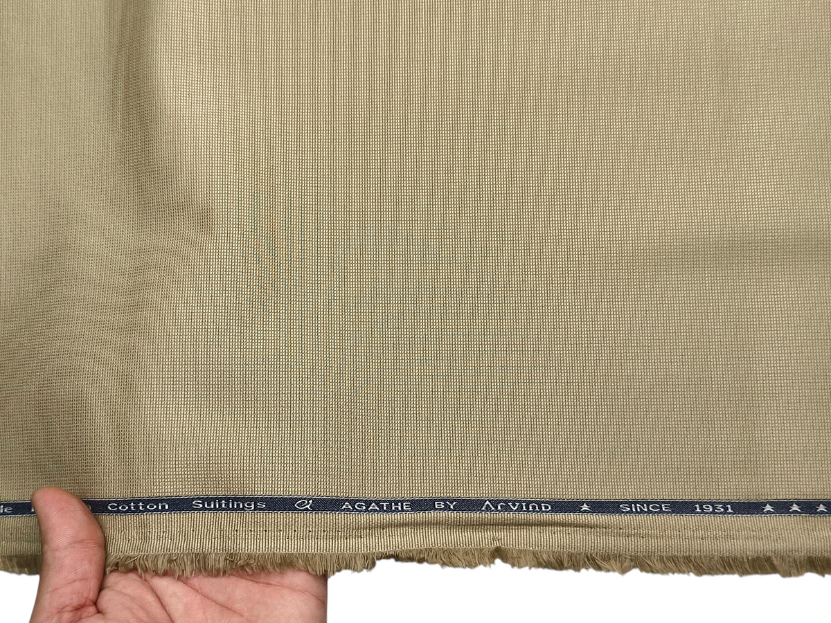 Arvind 100% Cotton Textured Suiting Fabric (Light Pista Plain)