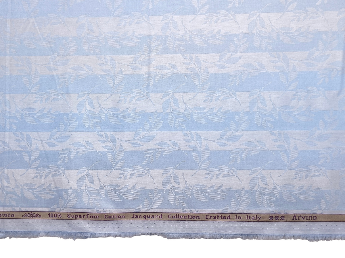 Arvind Bergenia 100% Superfine Premium Cotton Shirting Fabric (Sky Blue, Jacquard)