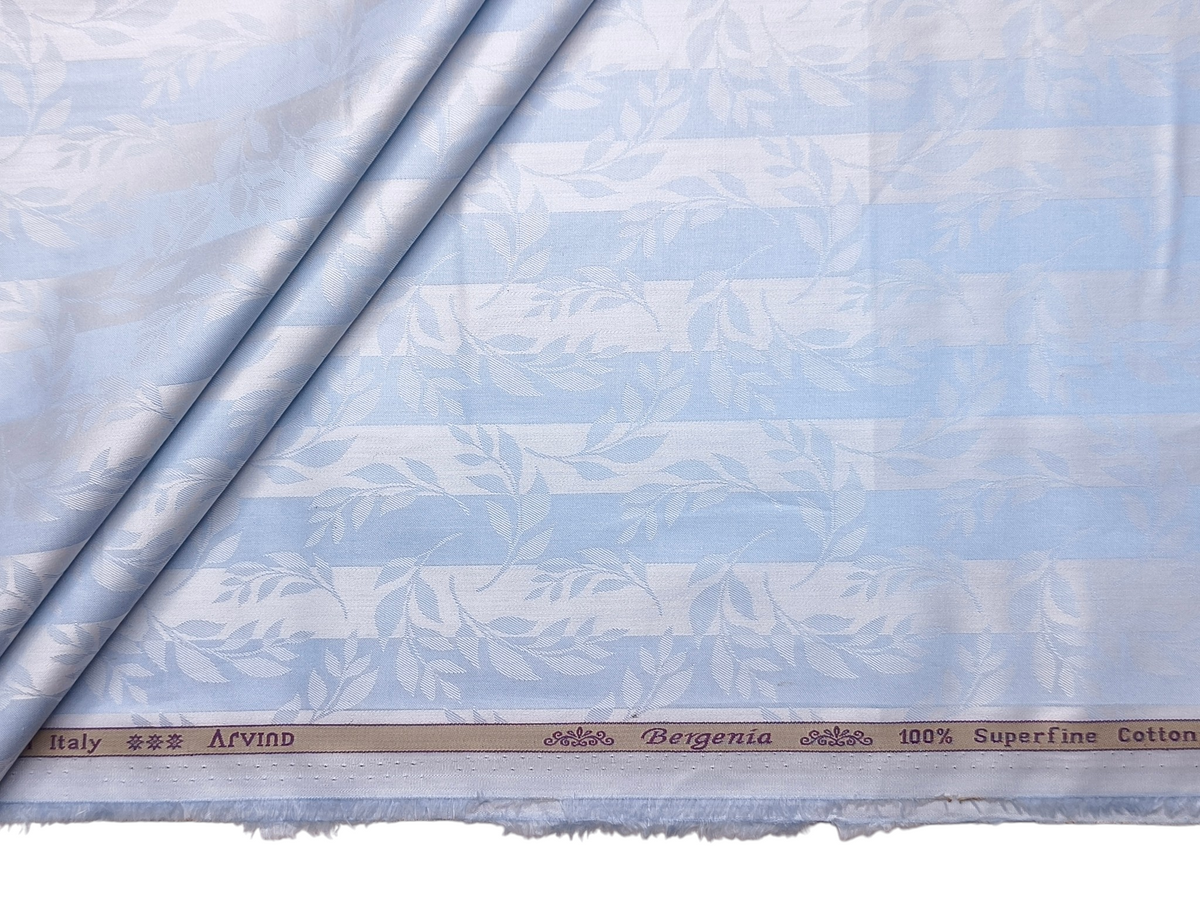 Arvind Bergenia 100% Superfine Premium Cotton Shirting Fabric (Sky Blue, Jacquard)