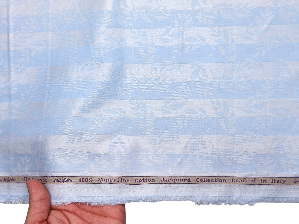 Arvind Bergenia 100% Superfine Premium Cotton Shirting Fabric (Sky Blue, Jacquard)