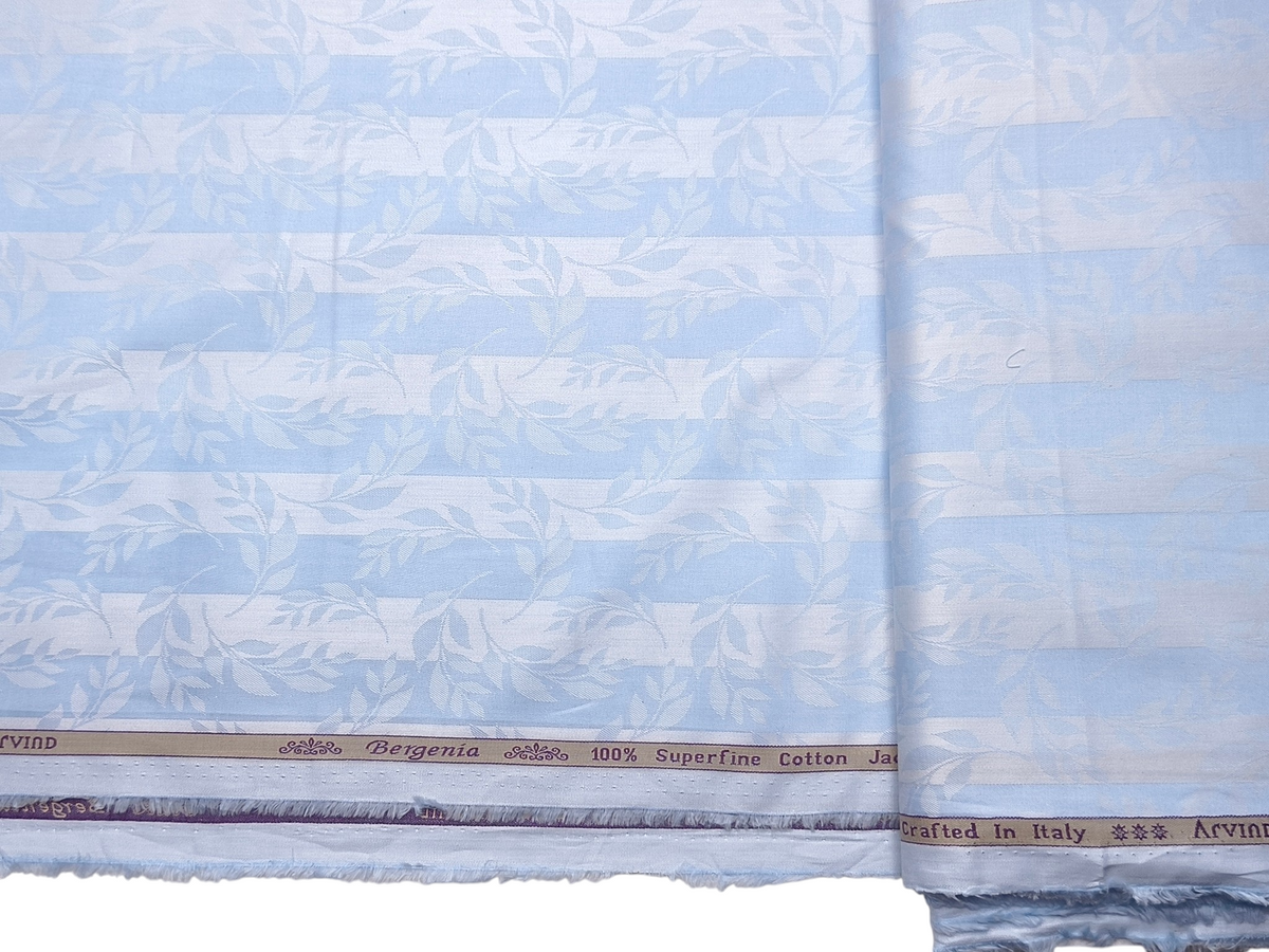 Arvind Bergenia 100% Superfine Premium Cotton Shirting Fabric (Sky Blue, Jacquard)