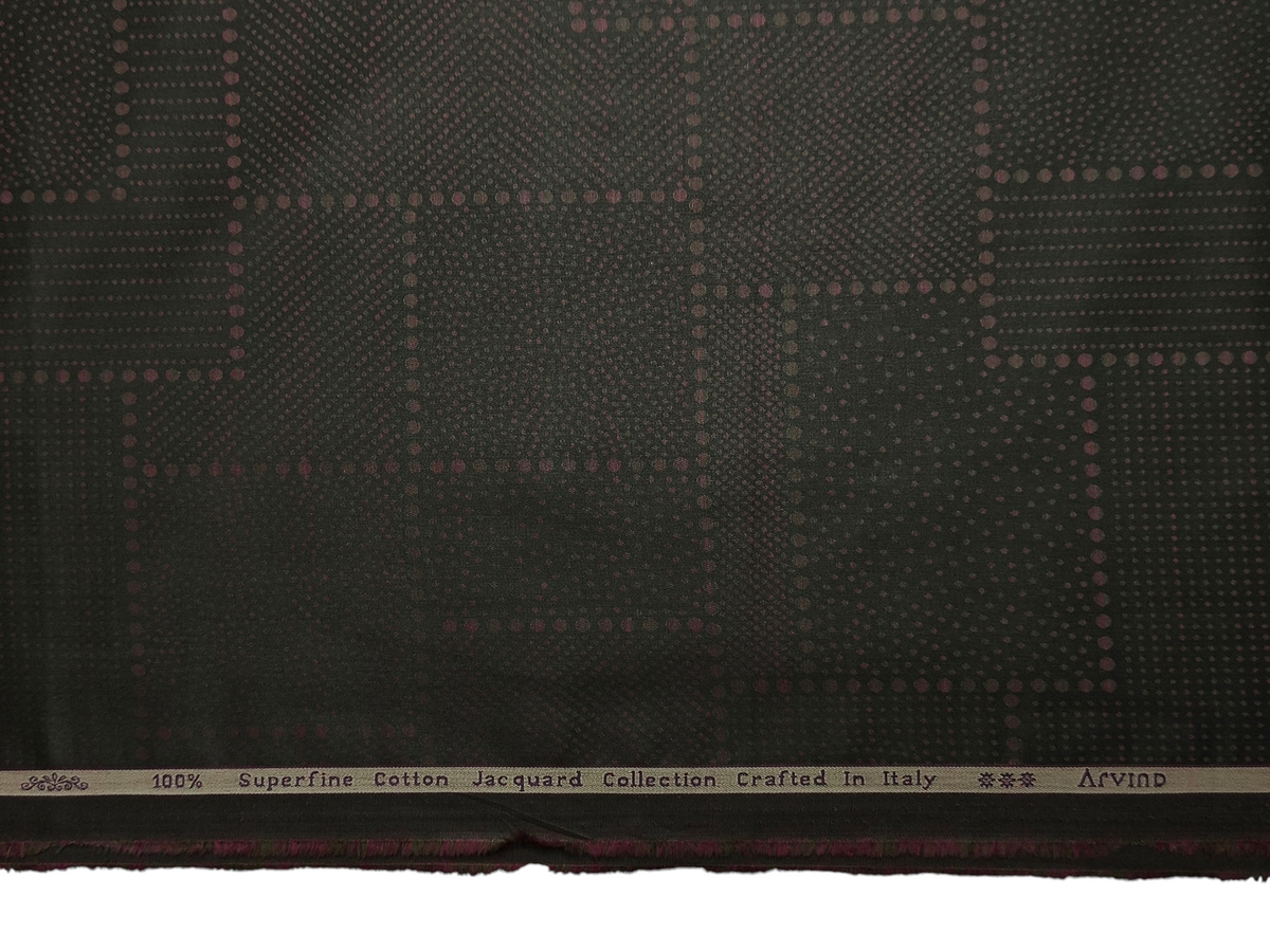 Arvind Bergenia 100% Superfine Premium Cotton Shirting Fabric (Dark Green & Wine, Jacquard)