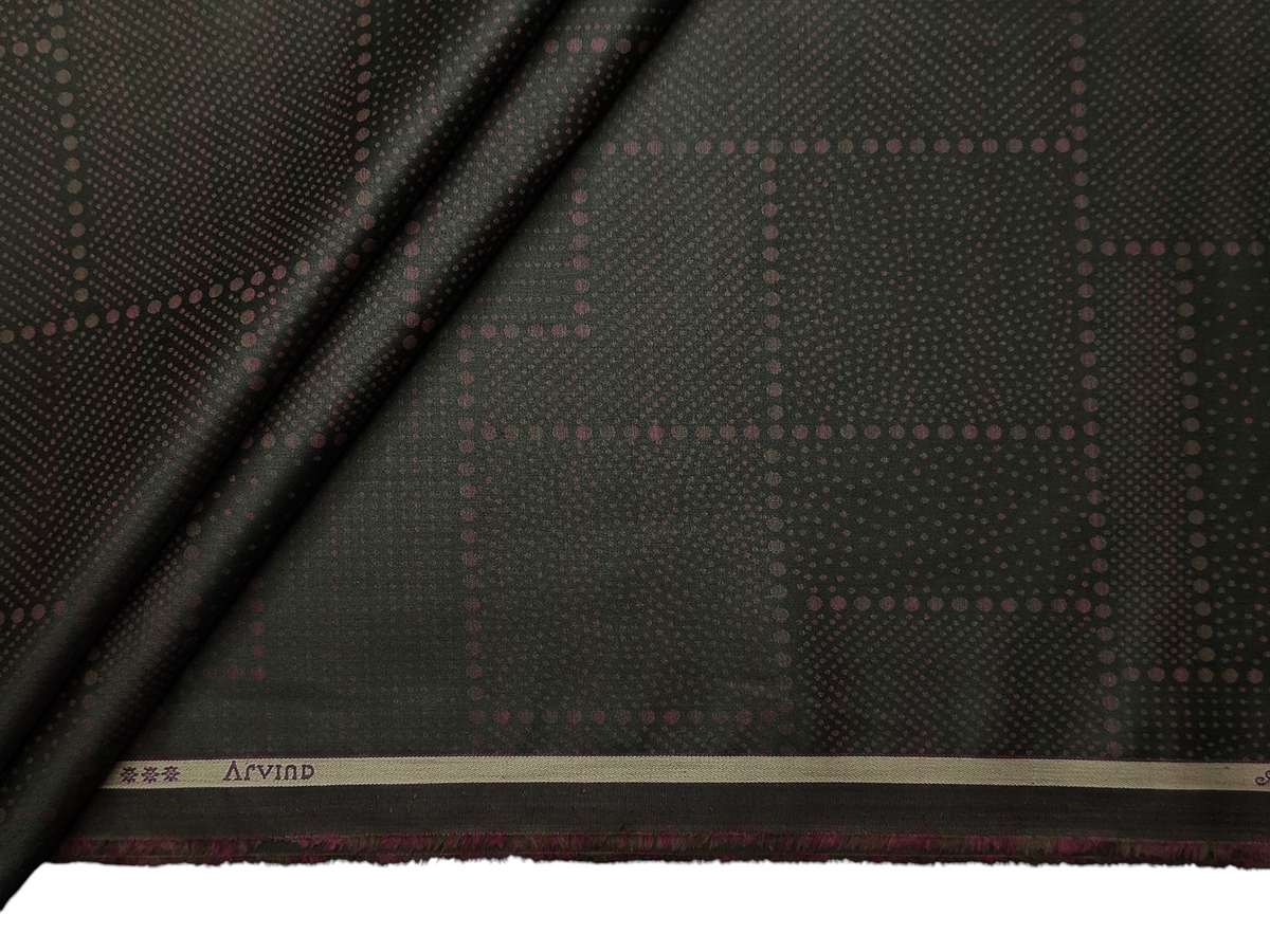 Arvind Bergenia 100% Superfine Premium Cotton Shirting Fabric (Dark Green & Wine, Jacquard)