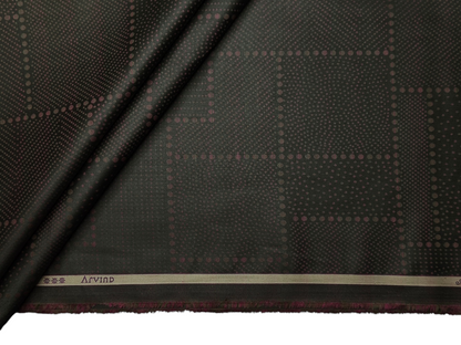 Arvind Bergenia 100% Superfine Premium Cotton Shirting Fabric (Dark Green & Wine, Jacquard)