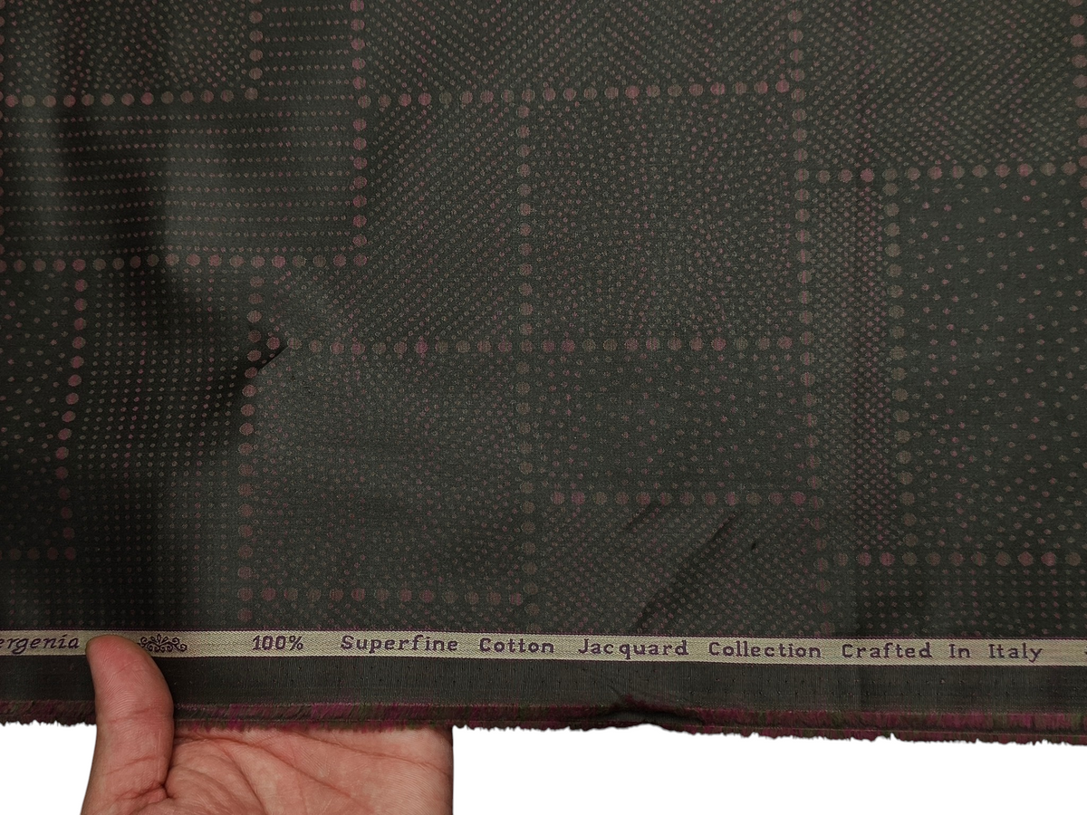 Arvind Bergenia 100% Superfine Premium Cotton Shirting Fabric (Dark Green & Wine, Jacquard)