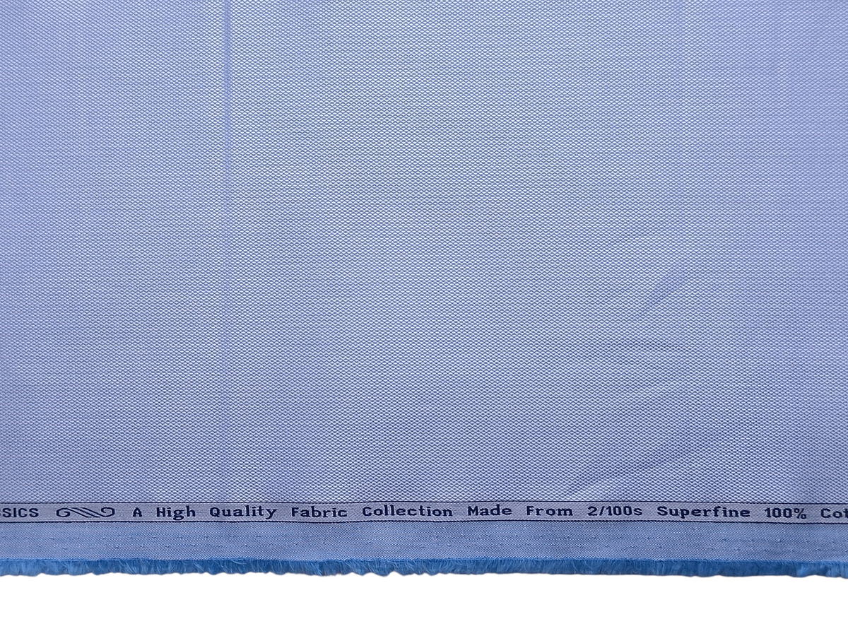 Arvind 2/100s Superfine Premium Cotton Shirting Fabric ( Light Blue, Dobby Design)