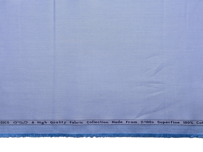 Arvind 2/100s Superfine Premium Cotton Shirting Fabric ( Light Blue, Dobby Design)