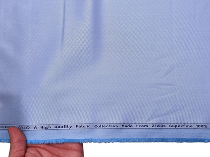 Arvind 2/100s Superfine Premium Cotton Shirting Fabric ( Light Blue, Dobby Design)