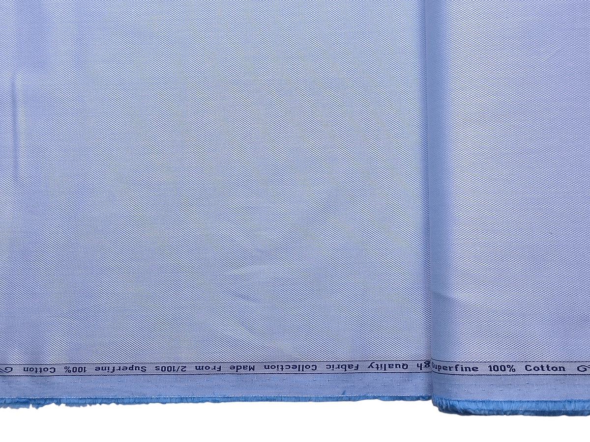 Arvind 2/100s Superfine Premium Cotton Shirting Fabric ( Light Blue, Dobby Design)