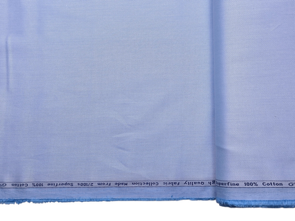 Arvind 2/100s Superfine Premium Cotton Shirting Fabric ( Light Blue, Dobby Design)