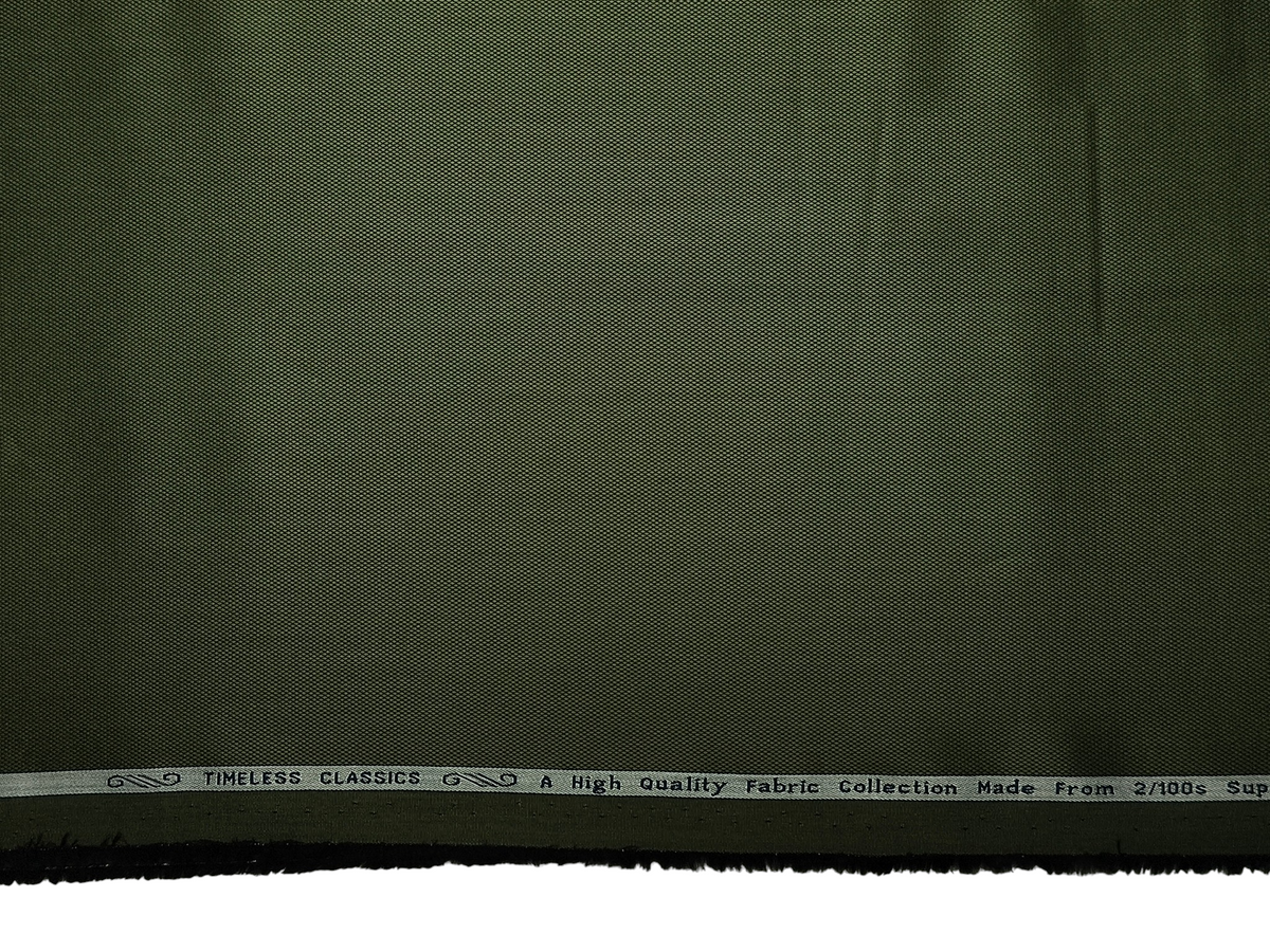 Arvind 2/100s Superfine Premium Cotton Shirting Fabric (Dark Olive, Dobby Design)