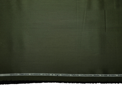 Arvind 2/100s Superfine Premium Cotton Shirting Fabric (Dark Olive, Dobby Design)
