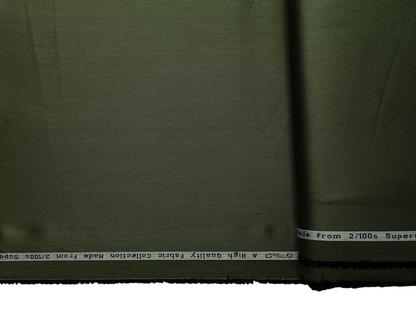 Arvind 2/100s Superfine Premium Cotton Shirting Fabric (Dark Olive, Dobby Design)