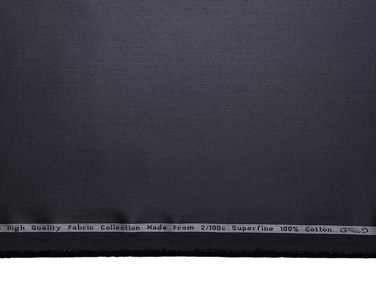 Arvind 2/100s Superfine Premium Cotton Shirting Fabric (Dark Grey, Dobby Design)
