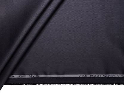 Arvind 2/100s Superfine Premium Cotton Shirting Fabric (Dark Grey, Dobby Design)