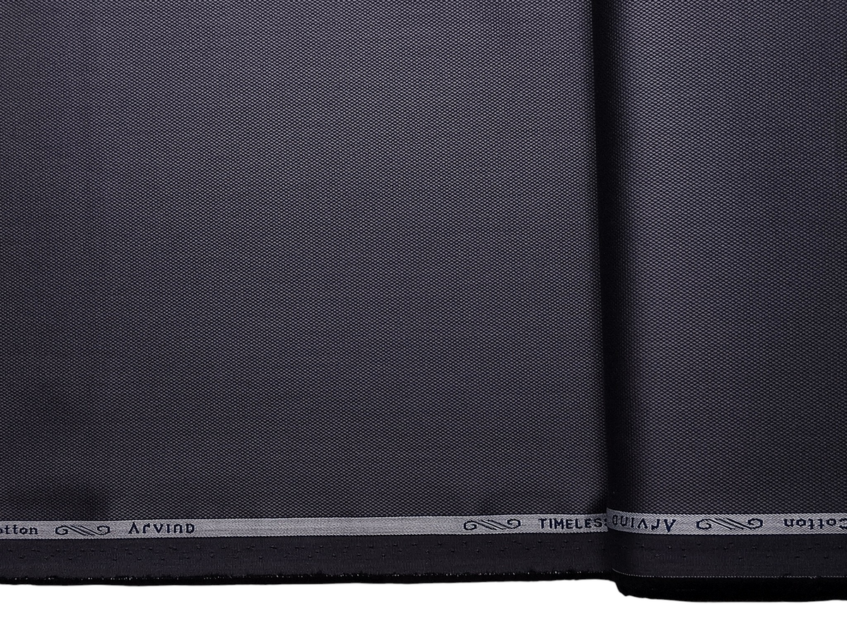 Arvind 2/100s Superfine Premium Cotton Shirting Fabric (Dark Grey, Dobby Design)