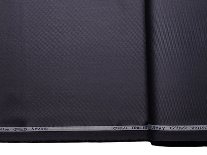 Arvind 2/100s Superfine Premium Cotton Shirting Fabric (Dark Grey, Dobby Design)