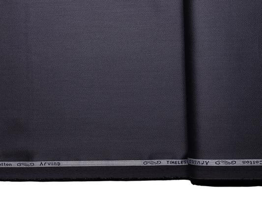 Arvind 2/100s Superfine Premium Cotton Shirting Fabric (Dark Grey, Dobby Design)