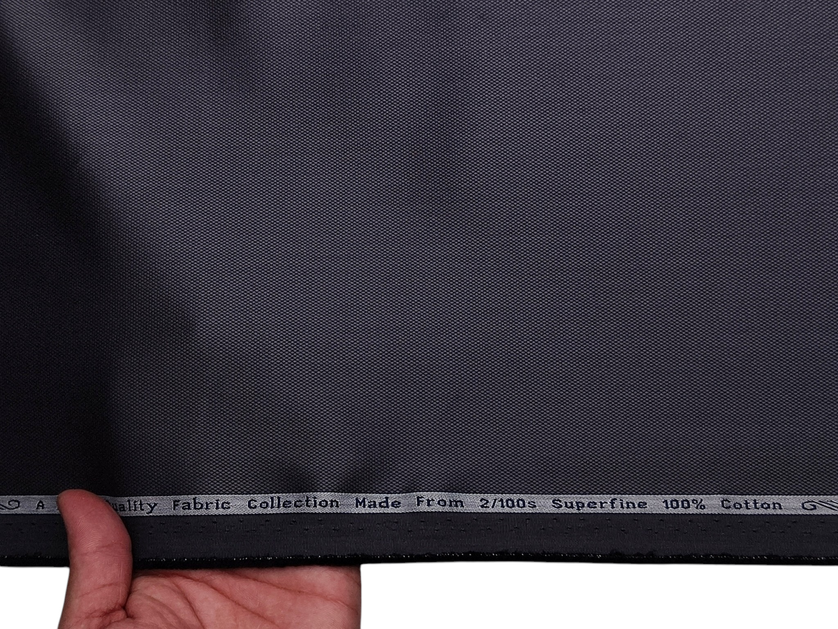 Arvind 2/100s Superfine Premium Cotton Shirting Fabric (Dark Grey, Dobby Design)