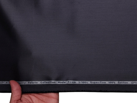 Arvind 2/100s Superfine Premium Cotton Shirting Fabric (Dark Grey, Dobby Design)