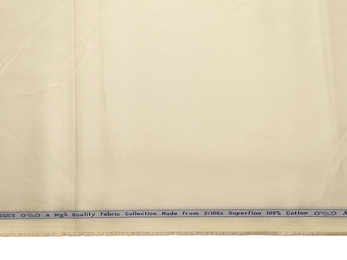 Arvind 2/100s Superfine Premium Cotton Shirting Fabric (Cream, Dobby Design)
