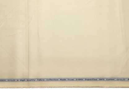 Arvind 2/100s Superfine Premium Cotton Shirting Fabric (Cream, Dobby Design)