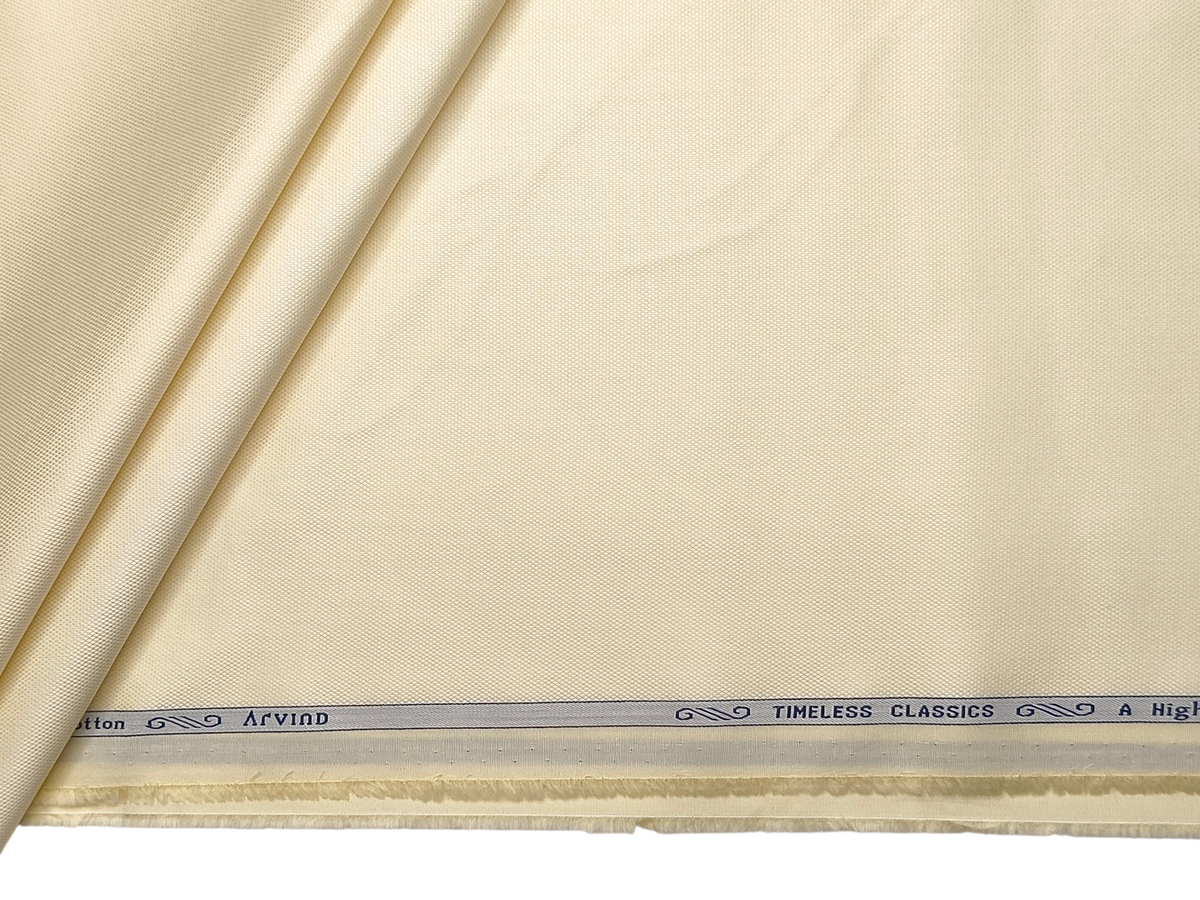 Arvind 2/100s Superfine Premium Cotton Shirting Fabric (Cream, Dobby Design)