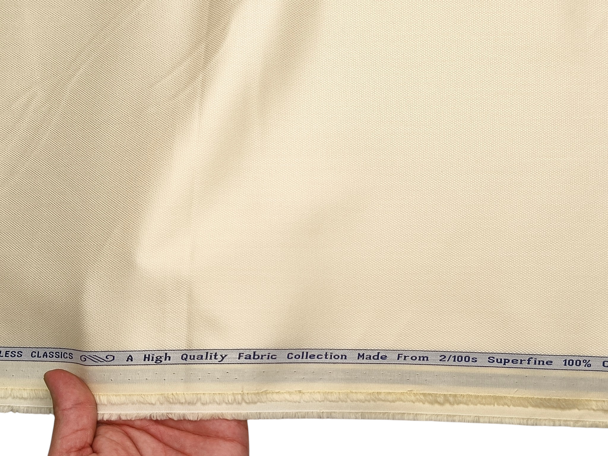Arvind 2/100s Superfine Premium Cotton Shirting Fabric (Cream, Dobby Design)