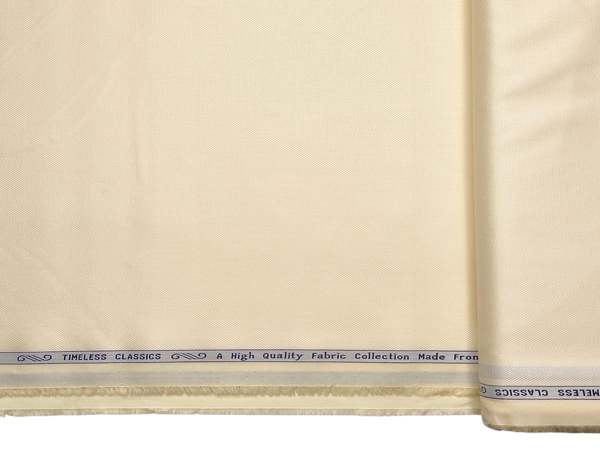 Arvind 2/100s Superfine Premium Cotton Shirting Fabric (Cream, Dobby Design)
